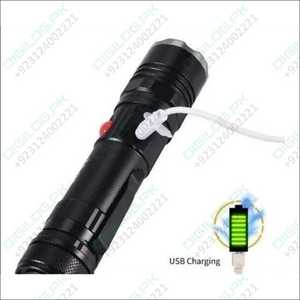 Usb Rechargeable Zoomable Led Flashlight Camping Torch Lamp