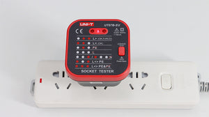 UNI-T UT07A socket tester wiring fault indication in use