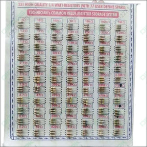 231 Pcs Mix Resistor 1/4 Watt With 77 User Define Spares