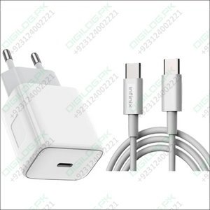 Infinix XC06 30W PD Type C Fast Charger + 3A Type C - Type C Cable
