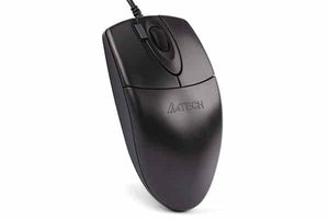 A4 Tech OP-620D – 2x Click Optical Mouse Clone - a black, wired, ergonomic optical mouse featuring two primary buttons and a central scroll wheel.