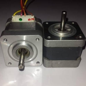 A4988 Compatible NEMA17 NEMA 17 Stepper Motor For 3d Printer - two silver and black square motors with metal shafts, one featuring a multi-colored wire connector.
