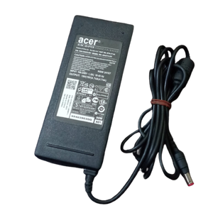 Acer Laptop Charger 19V 4.74A With Cable - a black rectangular AC adapter with a DC power cord and a red-tipped barrel connector.