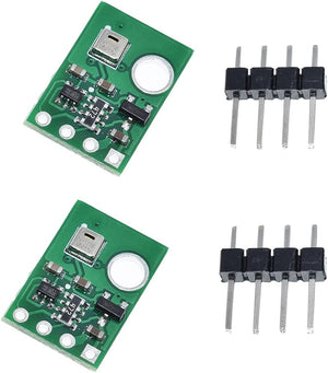 AHT20 I2c Temperature And Humidity Sensor High Precision Digital Module Arduino - two green circuit boards with sensors and two sets of four-pin male headers.