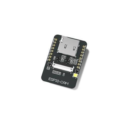 AI Thinker ESP32 Cam Development Board WiFi Bluetooth OV2640 Camera Module - a black rectangular circuit board featuring a silver camera connector, an SD card slot, and a white LED.