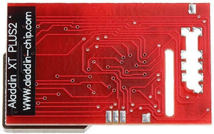 Aladdin Xt Plus 2 Xbox Mod Chip - the red printed circuit board with visible copper traces, contact pads, and white branding text.