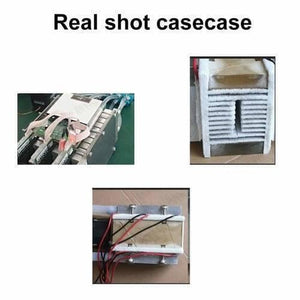 Aluminium Water Cooling Block 40mm x 40mm For Liquid Water Cooler Heat Sink System - three views of the silver metal cooling unit with attached tubing, wiring, and white insulation.