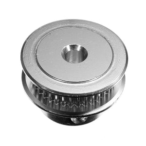 Aluminum GT2 Timing Pulley 36 Tooth 5mm Bore For 6mm Belt 36 Teeth - a silver-colored circular metal gear with a central hole and a small set screw on the side.