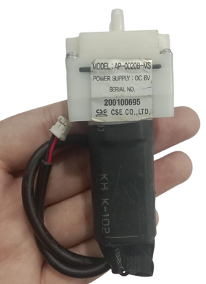 Arduino 6V Water Pump Submersible Pump - a white plastic pump housing with a label reading "MODEL: AP-0020B-MS" and a black motor with a connector.