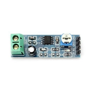Audio Amplifier Module LM386 5-12V 10k Adjustable Resistance - a blue circuit board with a green screw terminal, a black chip, and a blue potentiometer.