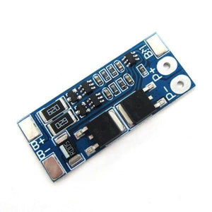 Battery Protection Board 2s 8A BMS For 18650 Lithium Ion Cells HX-2S-JH10 - a blue rectangular circuit board with labeled B+, B-, P+, and P- terminals.