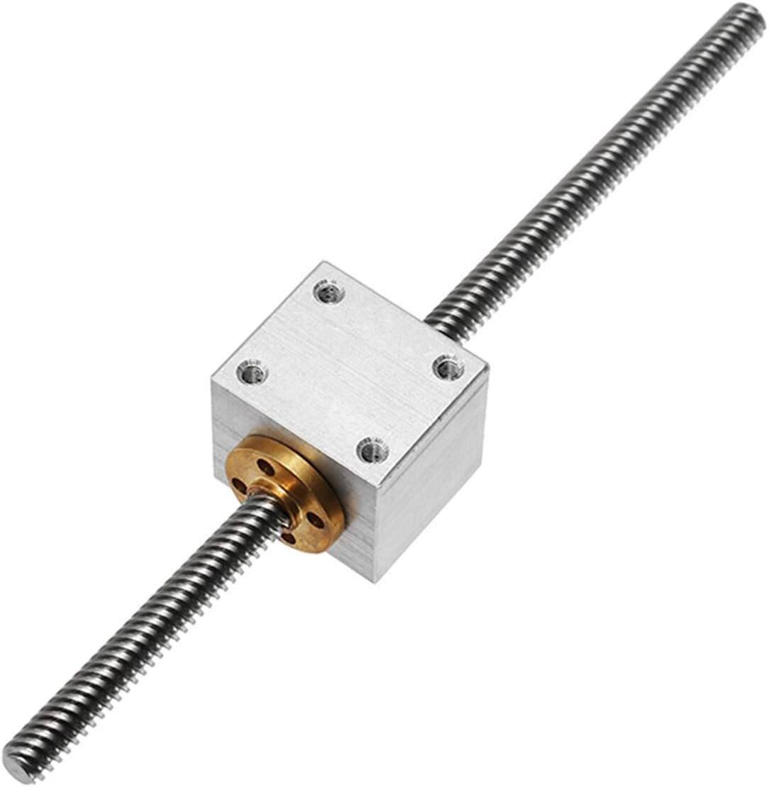 Black/gray T8 Aluminum Screw Conversion Nut Seat For 3d Printer Lead Screw Housing Mounting Bracket Aluminium Trapezoidal Nut Block Bracket For T8 - a silver metal block housing mounted on a threaded lead screw with a circular brass nut.