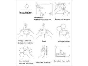 Blue Touch Light Wall Mount Magnetic Modular (1pc) - the step-by-step process for mounting and connecting the lights.