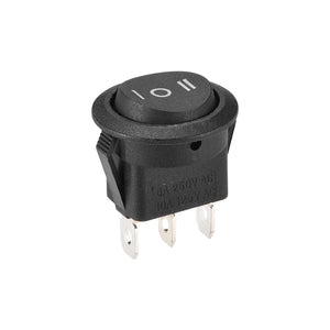 Boat Rocker Switch Oval Toggle Switch 3pins On/off/on AC 250V/6A 125V/10A 1pcs - a black oval-shaped 3-pin toggle switch with an I-O-II marking on the rocker and electrical specifications printed on the side.
