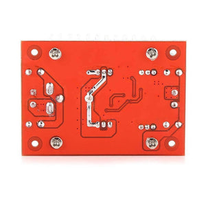 Boost Module 15A 400W DC-DC Step-up Boost Converter Module - the red rectangular underside of the printed circuit board with visible solder joints.
