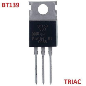 BT139 TRIAC General Purpose Thyristor - a black three-pin electronic component with a metal mounting tab, showing text including "BT139 600" and "NXP" printed on the front.