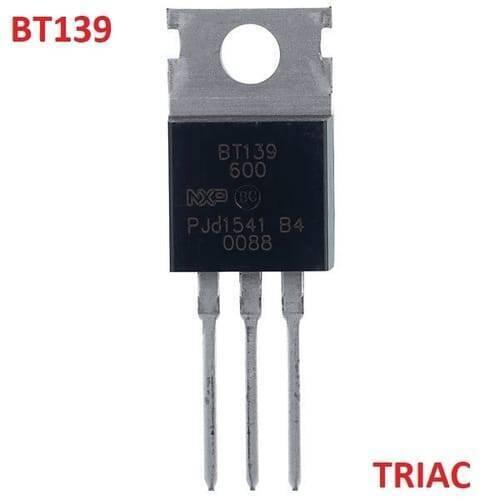 BT139 TRIAC General Purpose Thyristor - a black three-pin electronic component with a metal mounting tab, showing text including "BT139 600" and "NXP" printed on the front.