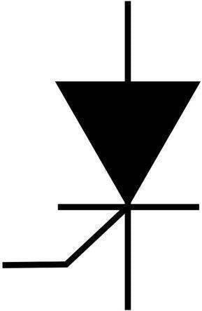 BT151 SCR TRIAC Thyristor Datasheet - a black and white schematic symbol of a silicon-controlled rectifier with a gate terminal.