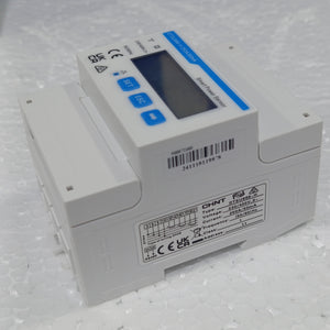 Chint 3 Phase Smart Power Sensor DTSU666-H Smart Meter - a white, rectangular DIN-rail meter featuring a digital display, three control buttons, and wiring ports.