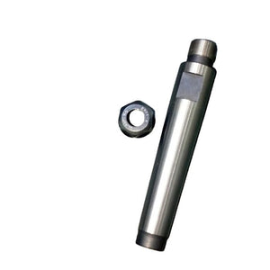Collet Chuck Tool Holder Handle - shown as a silver cylindrical metal shaft with a threaded top and a separate black hexagonal clamping nut.
