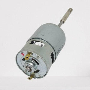 DC 12V 100W 775 High Speed Long Shaft Motor Large Torque DC Motor Electrical Tool Electrical Machinery - a cylindrical silver metal motor with a long shaft and two electrical terminal connectors at the base.