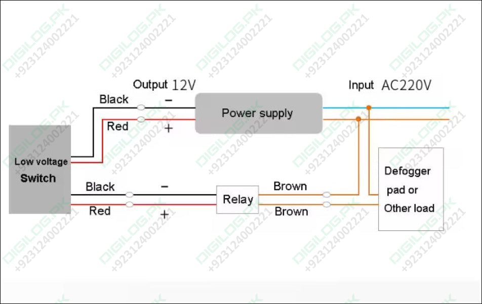 DC 12V Mini Relay Controller for Mirror Defogging Film Anti-Fog Lamp On-Off Control High Power 500W Contact Load