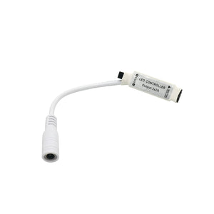 DC 12V RGB Remote Controller 24 Keys Plus LED Driver Dimmer For LED Strip Light - a white cable with a DC power input jack and a controller unit labeled LED CONTROLLER.