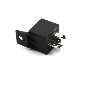 DC 24V 40A 5 Terminals Male Power Connector Relay - shown as a black rectangular electronic component with five metal spade terminals and a mounting bracket.