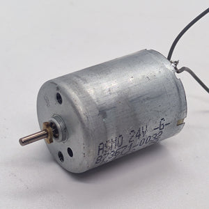 DC 2V To 24V 5100 RPM High Torque Mini Micro Motor DC Motor - a cylindrical silver metal DC motor with a small brass gear on the shaft and two wire leads.