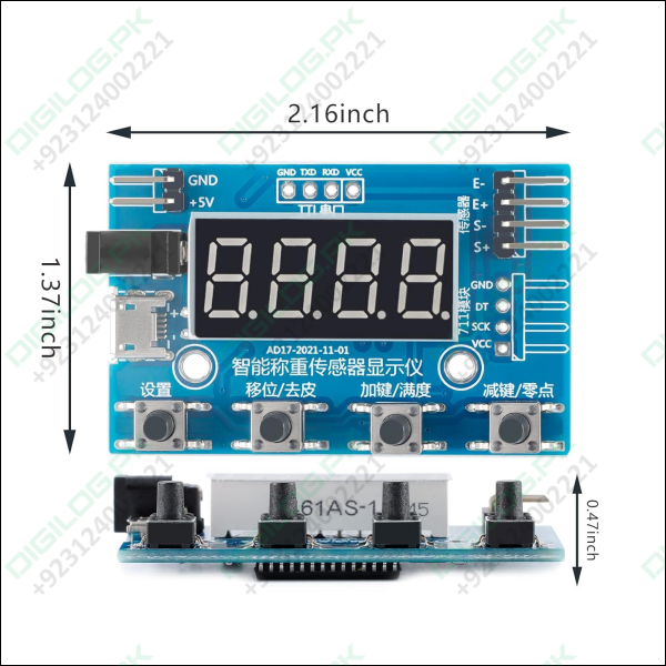 Digital Load Cell Display Module with HX711 - 4-Digit LED Weight Sensor Display