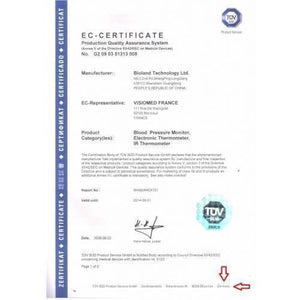 Digital Thermometer Infrared Thermometer Temperature Gun E122 - EC-Certificate document from TUV SUD showing manufacturer and product category details.
