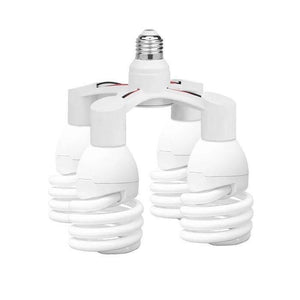 Discontenued 4 In 1 E27 1 Heads Lamp Bulb Holder Light Base LED Converter Adapter - a white plastic four-way splitter with an E27 screw base.