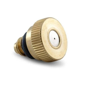 Disinfection Mist Making Nozzle And t Base Fogging Sanitization - a close-up of a brass-colored circular nozzle with a central orifice and a rubber seal.