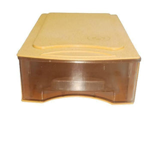 Drawer Storage Box 190MMX120MMX50MM - a rectangular, beige-topped storage unit with a translucent, brown-tinted pull-out drawer.
