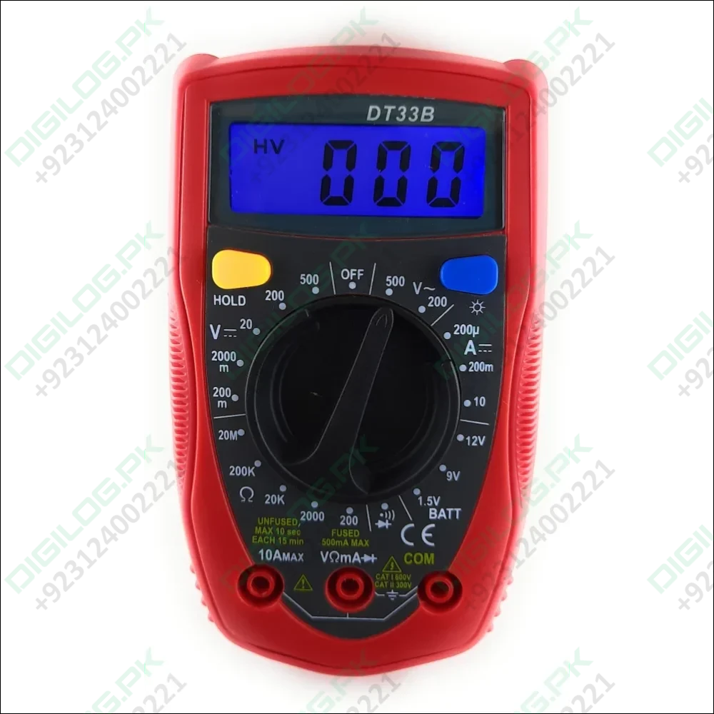 DT33B Digital Multimeter AC/DC Voltage and DC Current Measuring Digital Multimeter (Red Black 2000 Counts)