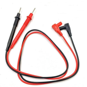 DT830D Digital Multimeter - a pair of red and black multimeter test leads with pointed probes and right-angle banana plug connectors.
