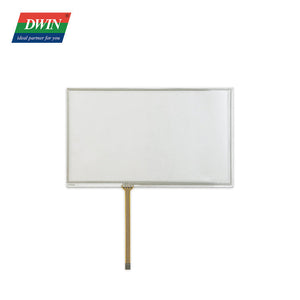 Dwin 7 Inch 4 Wire Rtp Resistive Touch Panel YF07002 Shipping not avaialble for this item - a rectangular white touch screen with a thin, four-pin flexible ribbon cable extending from the base.