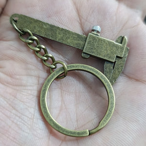 Keychain vernier caliper small 3D Movable ornaments portable Key Ring Antique (TOY)