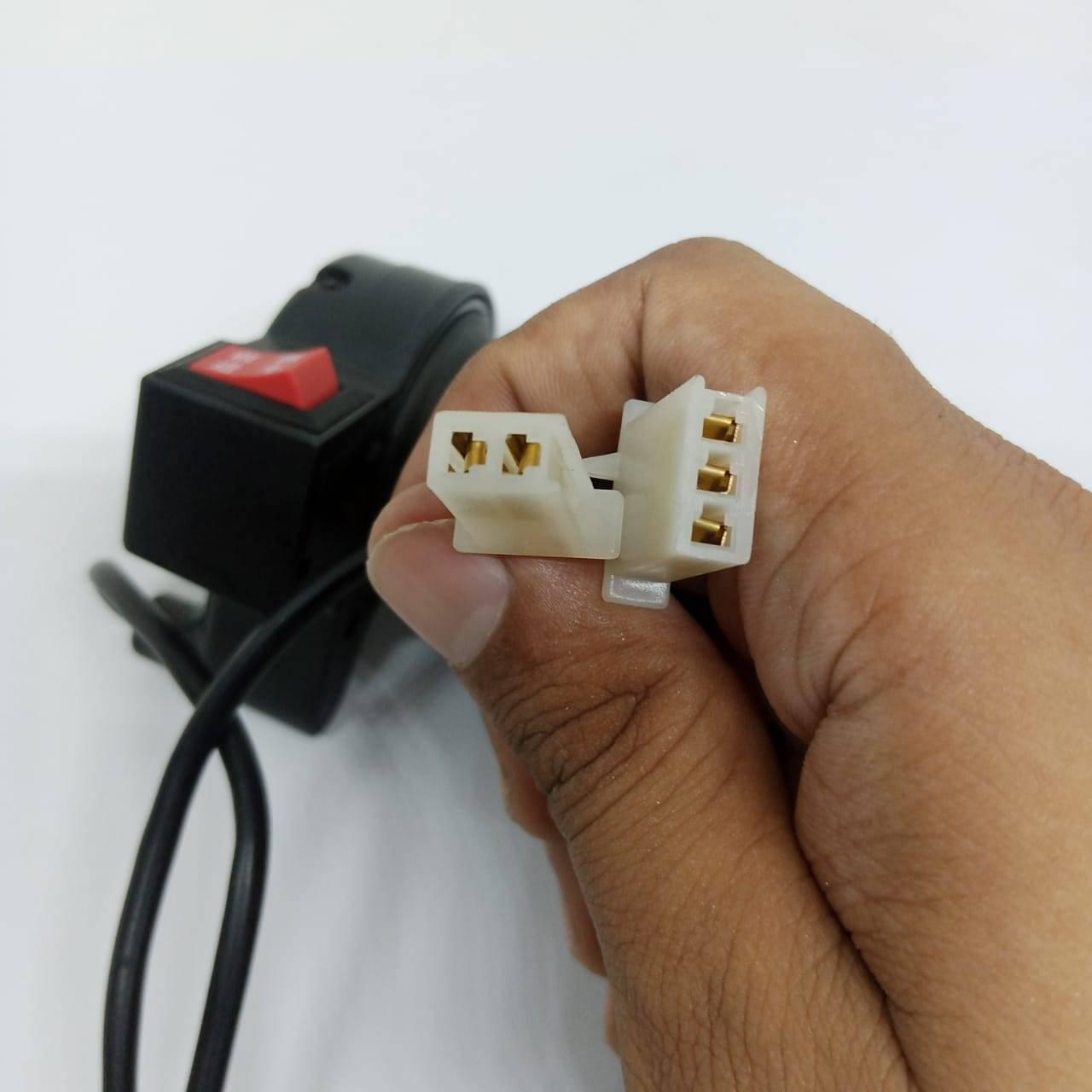 Electric Bike Electric Cycle BLDC Motor Controller And Throttle Handle Accelerator - a black throttle handle with a red button and two connectors.