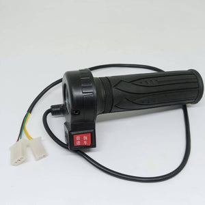 Electric Bike Electric Cycle BLDC Motor Controller And Throttle Handle Accelerator - a black throttle grip with a forward/reverse switch and wires.
