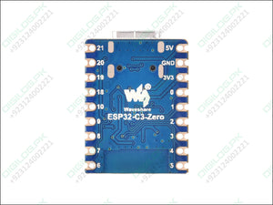 Blue electronic circuit board with 'Waveshare' branding on a white background