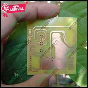 Expand Your Arduino’s Potential With The DIY P10 LED Dot Matrix Display Driver Shield - a square, yellow-green printed circuit board with copper traces and multiple through-hole pin connectors.