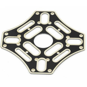 F450 Drone Kit DIY Quadcopter Flying Multicopter Heli Flame Wheel Kit - a black and metallic-edged flat frame plate with a central circular hole and multiple mounting slots and screw holes.