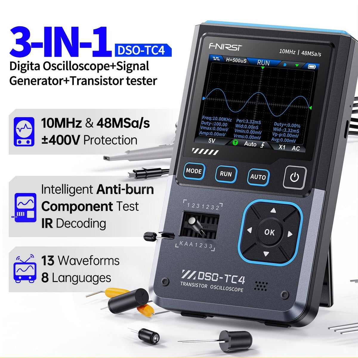 FNIRSI DSO-TC4 3-in-1 oscilloscope transistor tester - view 2