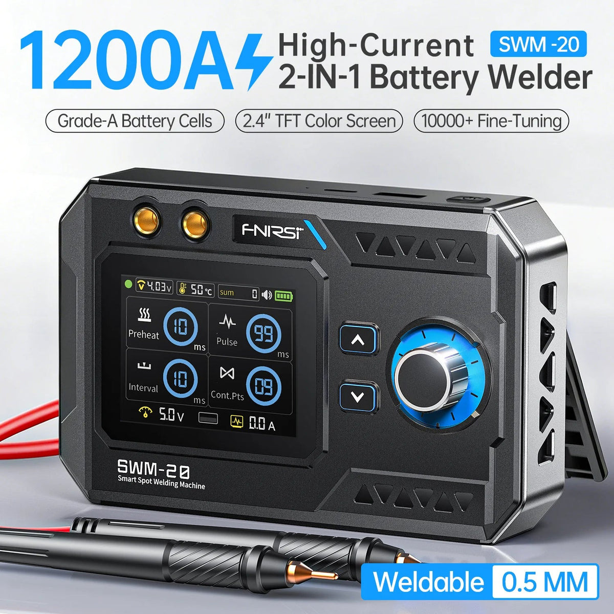 FNIRSI SWM-20 1200A portable spot welder - view 2