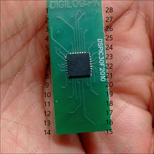 For Solar Inverter Inverter IC DSPIC30F2010 - a close-up shot of a green rectangular breakout board with a central black chip and numbered pins 1 through 28.