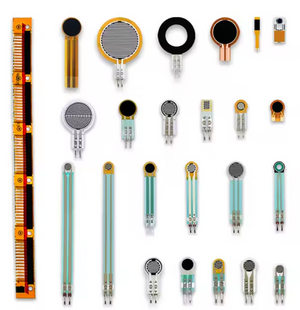 Fsr Single Zone Sensor RP-C7.6lt-LF2 | Thin Film Pressure Sensor - Digilog.pk - shown as a collection of various thin-film pressure sensors in different shapes, sizes, and configurations.