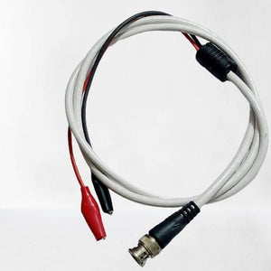 Function Generator Cable Or BNC To Alligator Cable - a white cable with a BNC connector on one end and red and black alligator clips on the other.