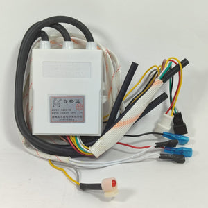 Gas Stove Double Igniter With Temperature Control Display pulse igniter Geyser kit - a white rectangular pulse igniter module with two high-voltage output cables, attached wiring harnesses, and a red LED.