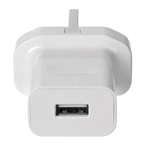Genuine Huawei HW-050100B01 Uk 3pin Charger White Power Adapter 5V 1A - a single USB-A port on the front face.